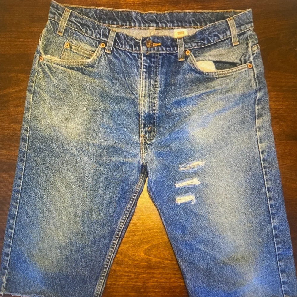 Levi's Blue Distressed Denim Shorts